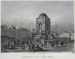 Der Brunnen der Unschuldigen, Paris, graviert von Frederic Martens (1809-75) 1832